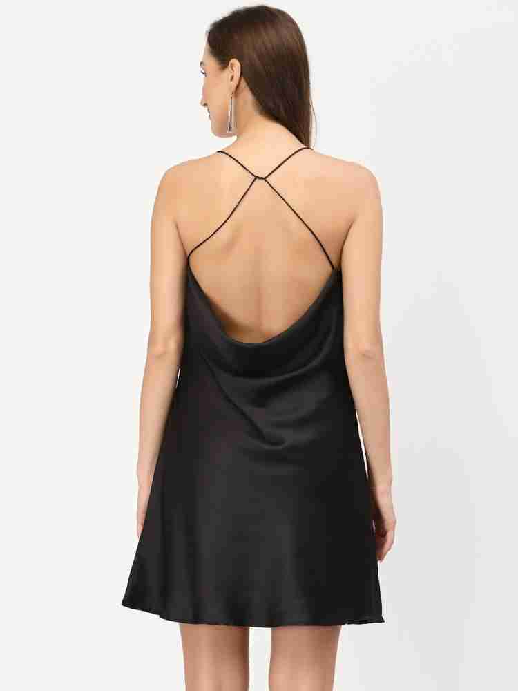 Bavla dark red hot backless dress