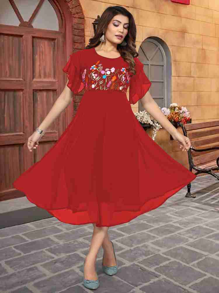 Buy HHVHSH Fashion Stylish ONE Piece Flared Dress