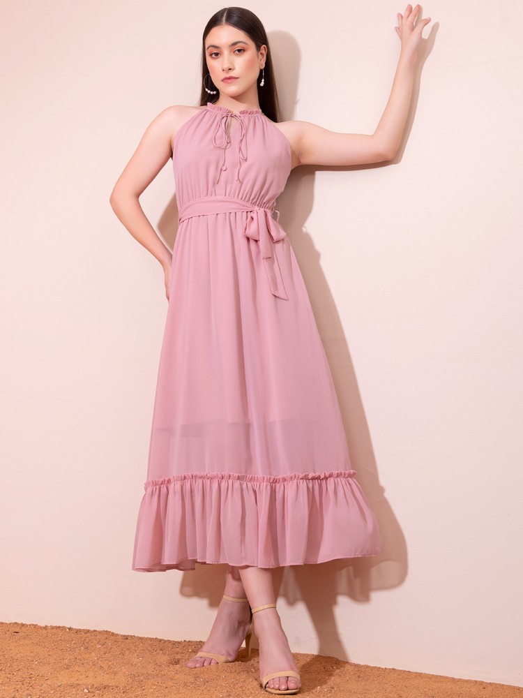 FABALLEY Women A-line Pink Dress - Buy FABALLEY Women A-line Pink Dress  Online at Best Prices in India