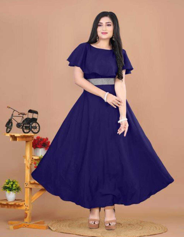 indofly Women Fit and Flare Dark Blue Dress Buy indofly Women Fit and Flare Dark Blue Dress Online at Best Prices in India Flipkart