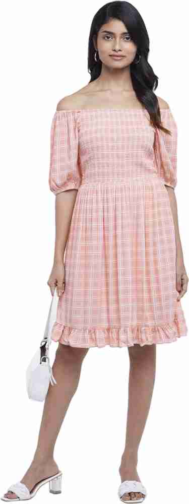 Honey By Pantaloons Women Fit and Flare Pink, White Dress - Buy Honey By  Pantaloons Women Fit and Flare Pink, White Dress Online at Best Prices in  India