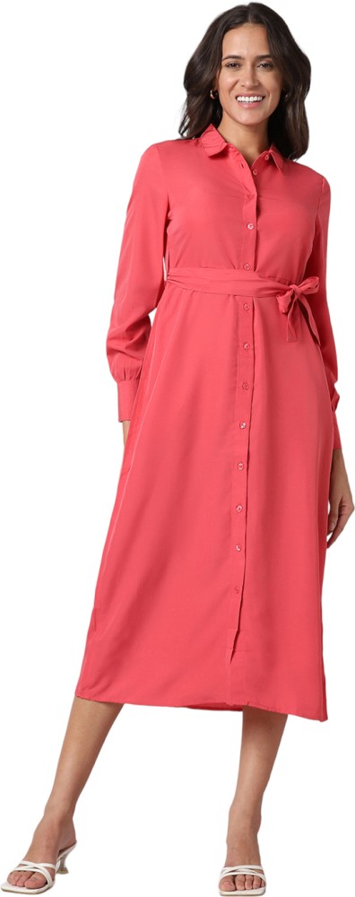 Pantaloons Women A-line Pink Dress - Buy Pantaloons Women A-line Pink Dress  Online at Best Prices in India