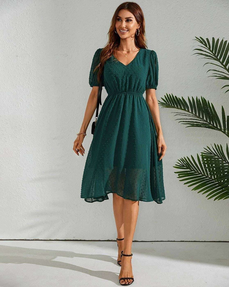 Freshta Fashion Women A line Dark Green Dress Buy Freshta