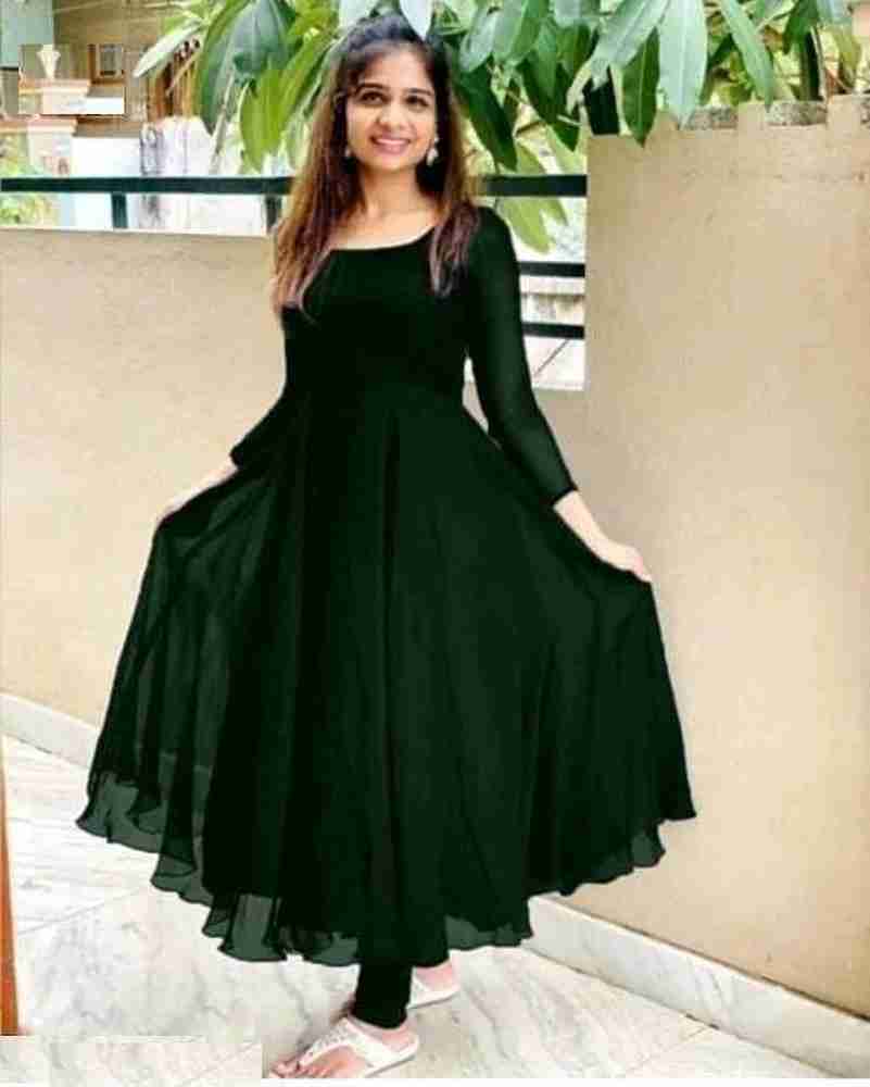 TADKESHVAR Women Fit and Flare Black Dress