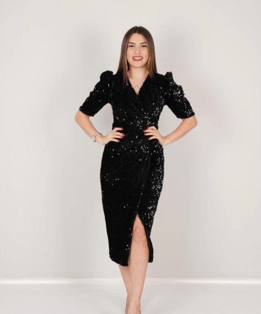 Black Sequin Skater Dresses for Women - Up to 70% off