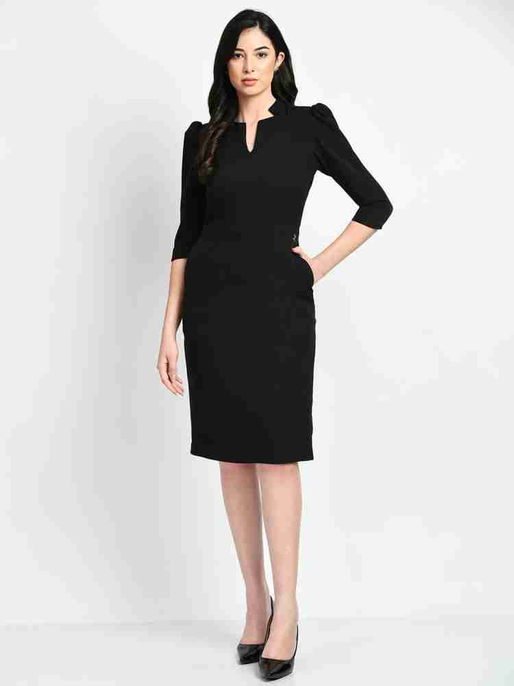 Exude Women Sheath Black Dress - Buy Exude Women Sheath Black