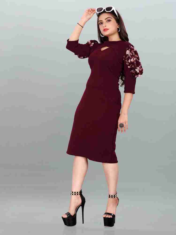 REORIA Women Bodycon Red Dress - Buy REORIA Women Bodycon Red Dress Online  at Best Prices in India