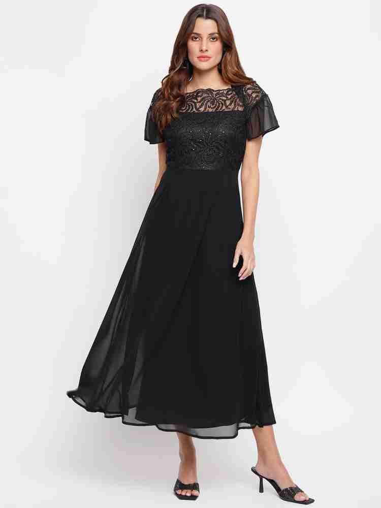 A-line net dress #on myntra  Black net dress, Black dresses online, Summer  maxi dress