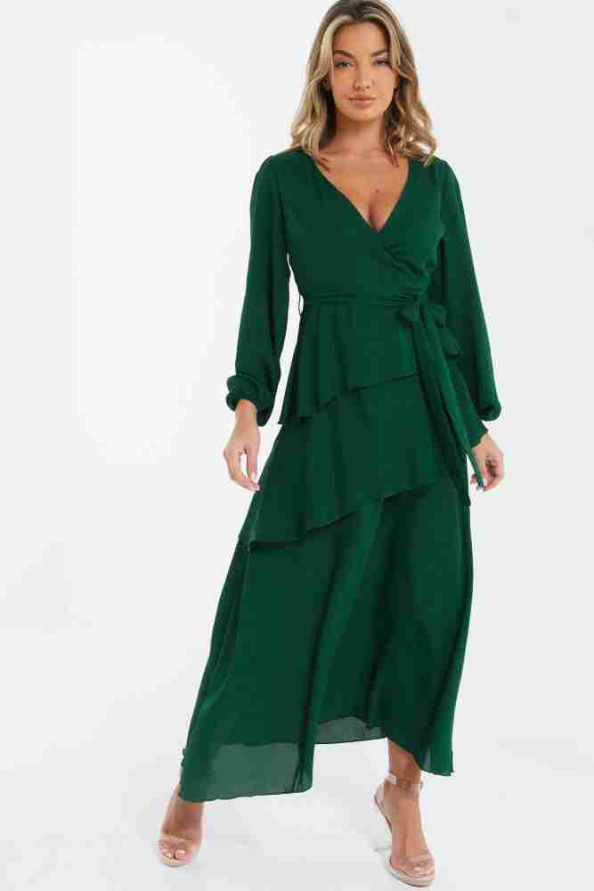 Quiz green 2024 maxi dress