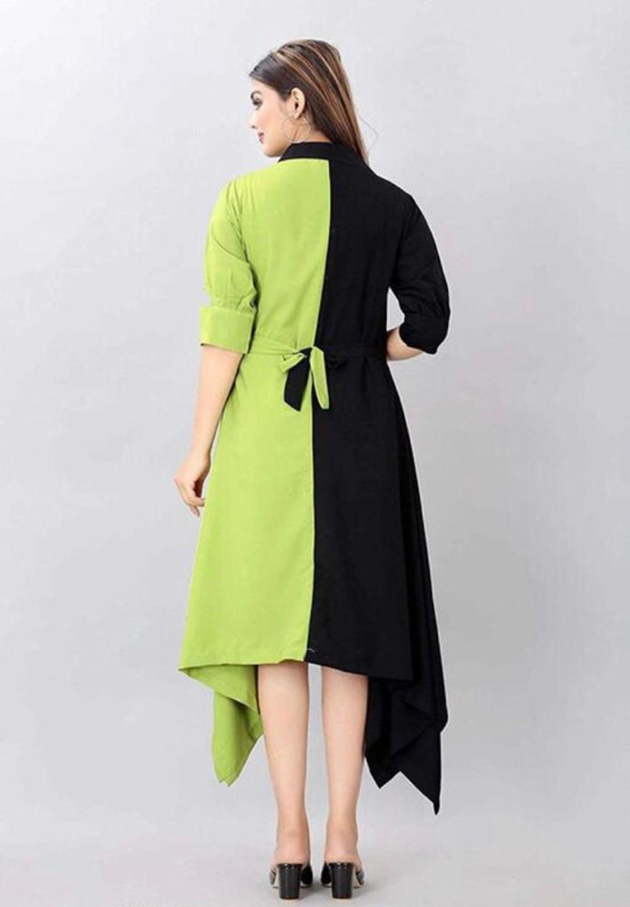 AD COLLECTION Women High Low Black Light Green Dress Buy AD COLLECTION Women High Low Black Light Green Dress Online at Best Prices in India Flipkart
