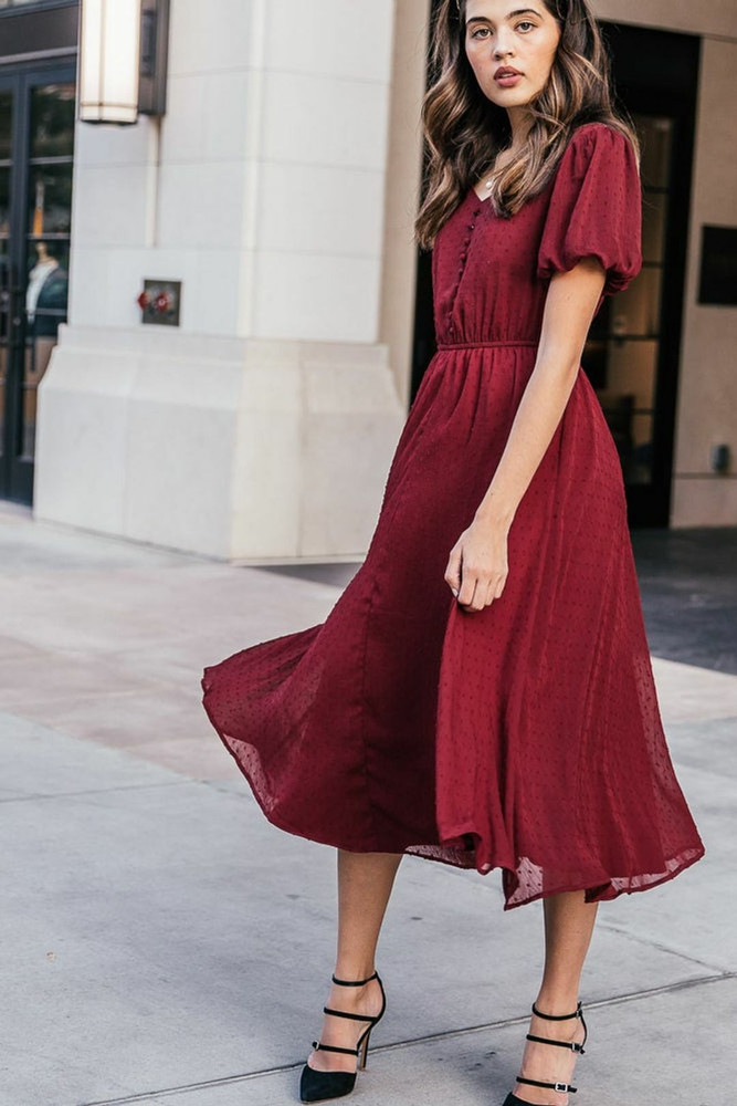 Maroon casual dress cheap
