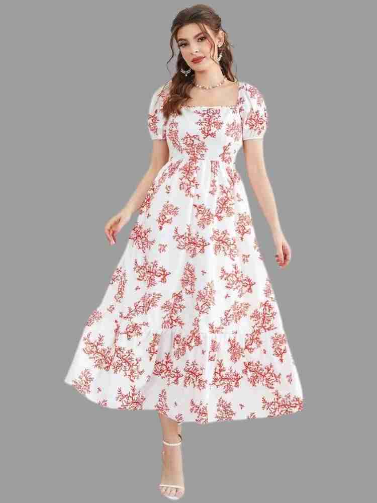 Buy Rupa Garments Women Fit and Flare Dress  A-Line Floral Maxi Dress  White Online In India At Discounted Prices