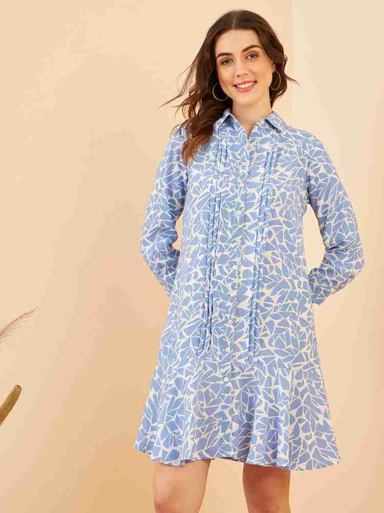 Buy Carlton London Women Casual Sky Blue Colour Knee Length Solid Dress  online