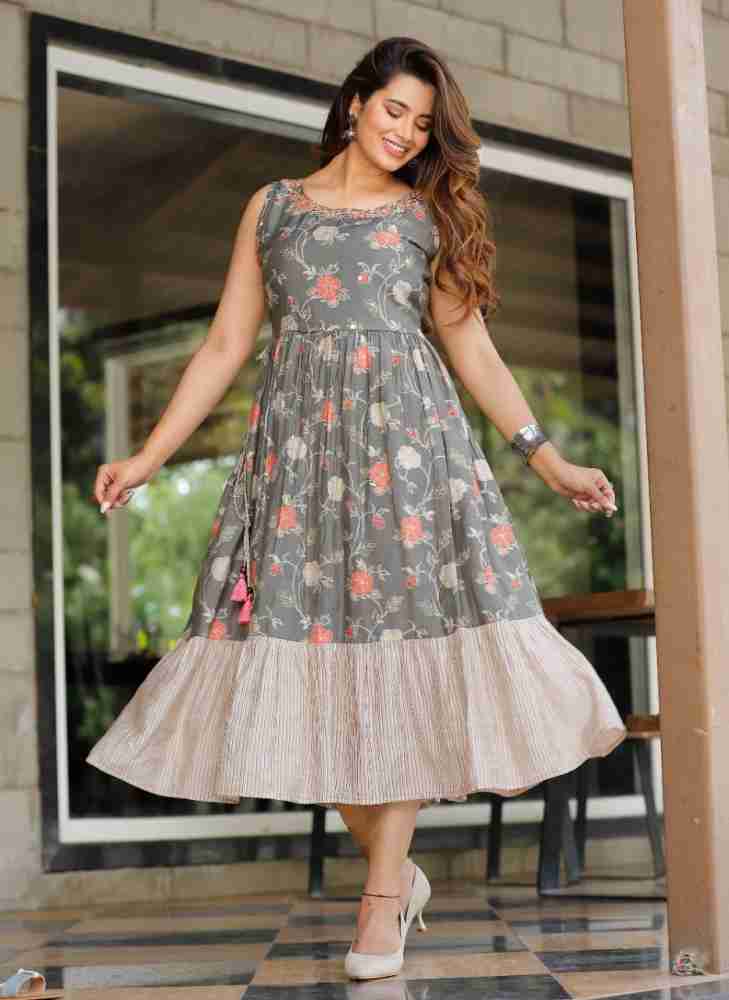 Sanwariya Creation Women Gown Grey Dress - Buy Sanwariya Creation Women  Gown Grey Dress Online at Best Prices in India