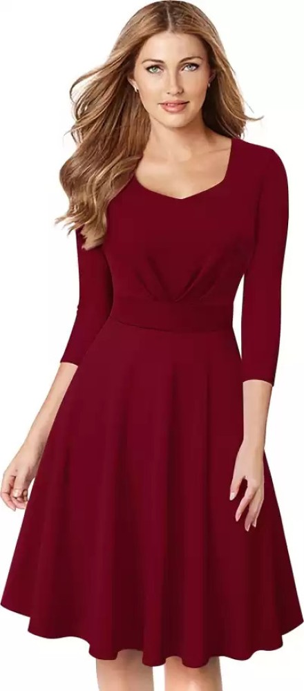 Fresh2fashion Women Empire Waist Maroon Dress Buy Fresh2fashion Women Empire Waist Maroon Dress Online at Best Prices in India Flipkart