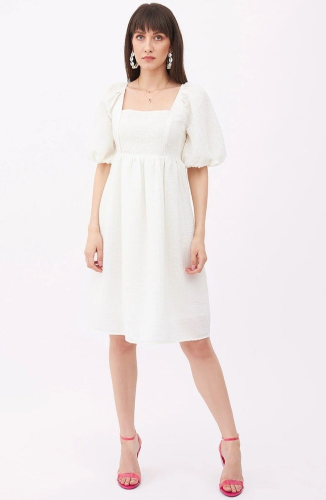 Tamina Women Fit Flare White Dress Reviews: Latest Review of Tamina Women  Fit Flare White Dress, Price in India