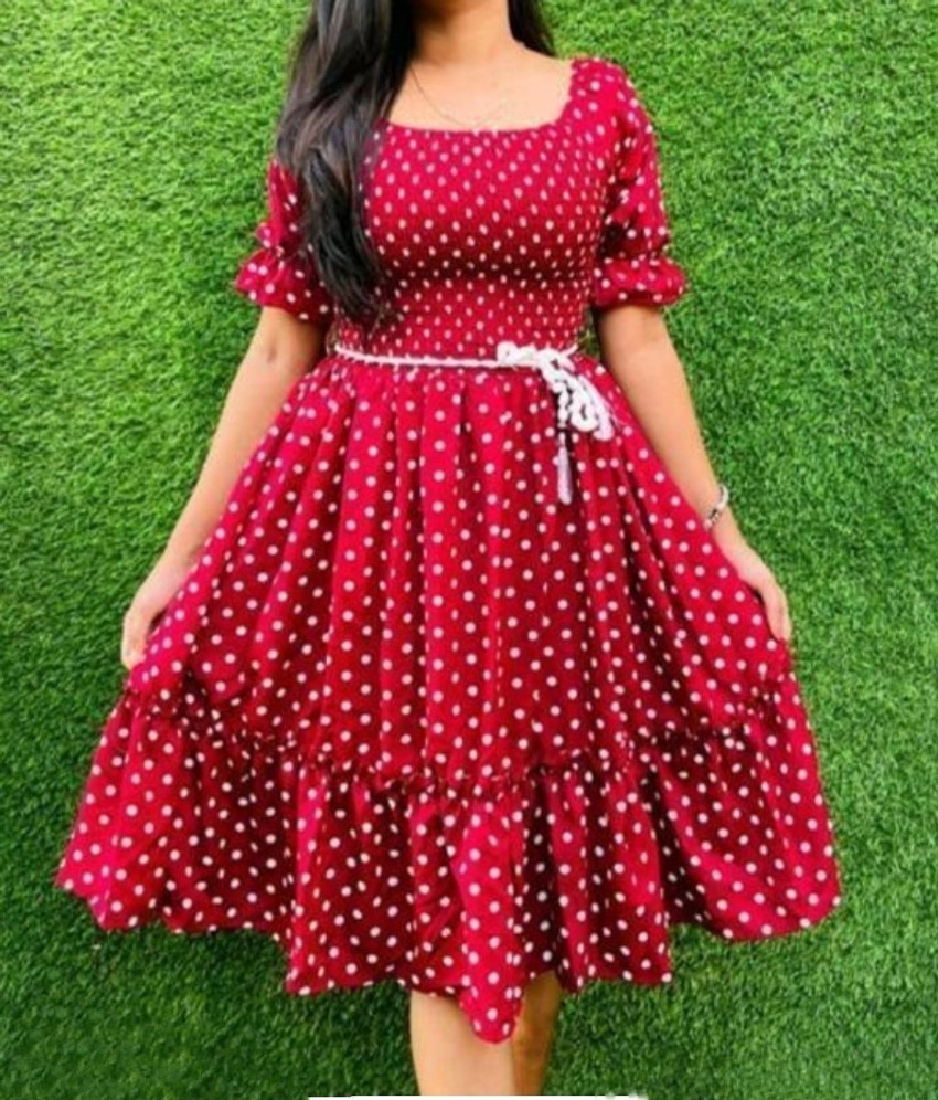 Emmy Word Women Fit and Flare Red White Dress Buy Emmy Word