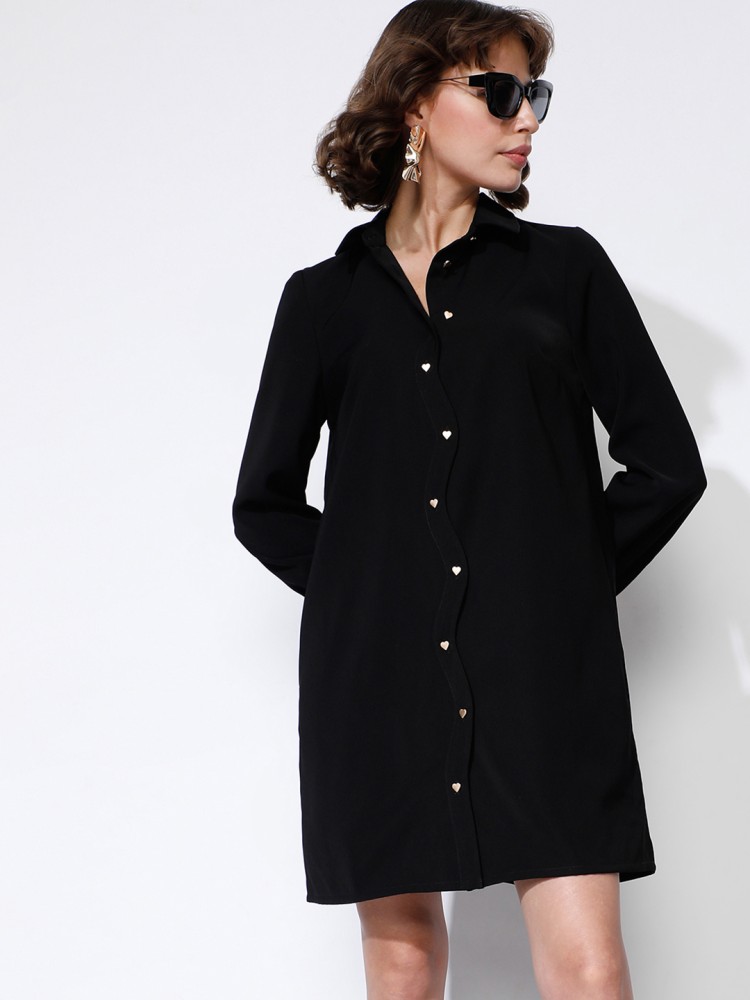 Fashion black shirt dress women