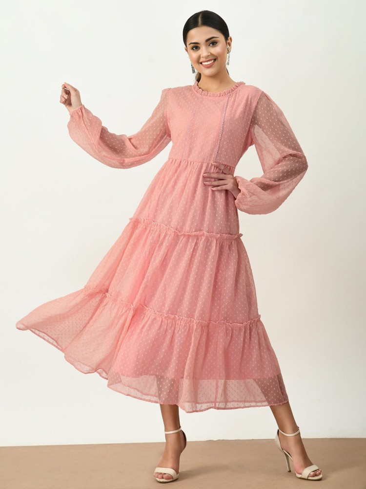 KVD FASHION Women Fit and Flare Pink Dress - Buy KVD FASHION Women Fit and  Flare Pink Dress Online at Best Prices in India | Flipkart.com