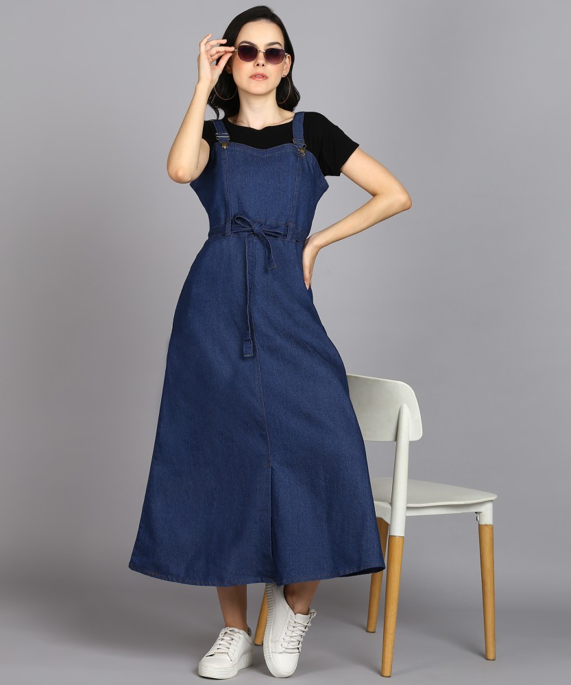Glamoda Women A-line Dark Blue Dress - Buy Glamoda Women A-line Dark Blue  Dress Online at Best Prices in India