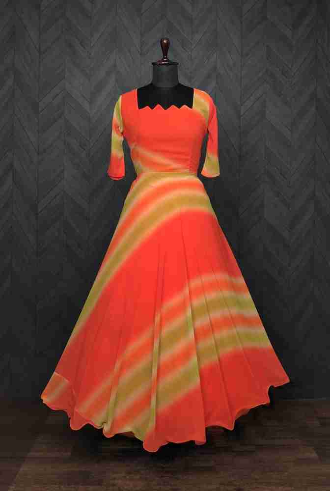 Orange new arrivals long frock