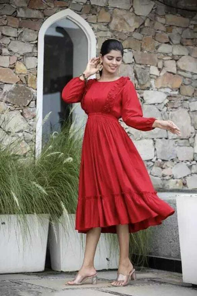 Red long frock for womens on sale