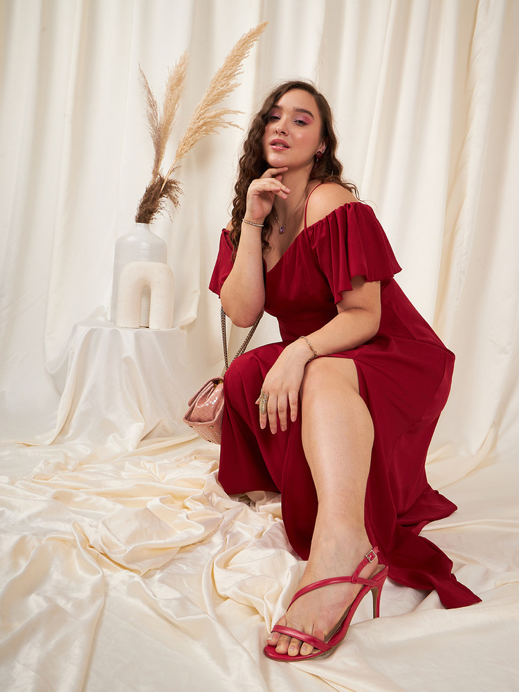 Berrylush Curve Women Maxi Red Dress Buy Berrylush Curve Women