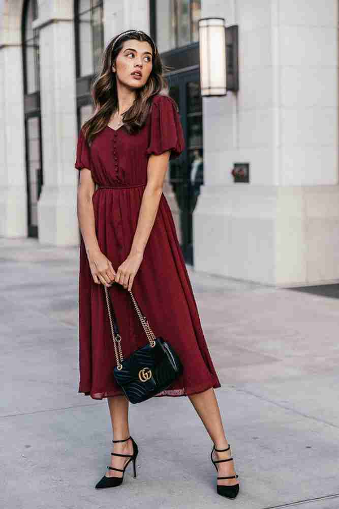 Maroon casual dress shop