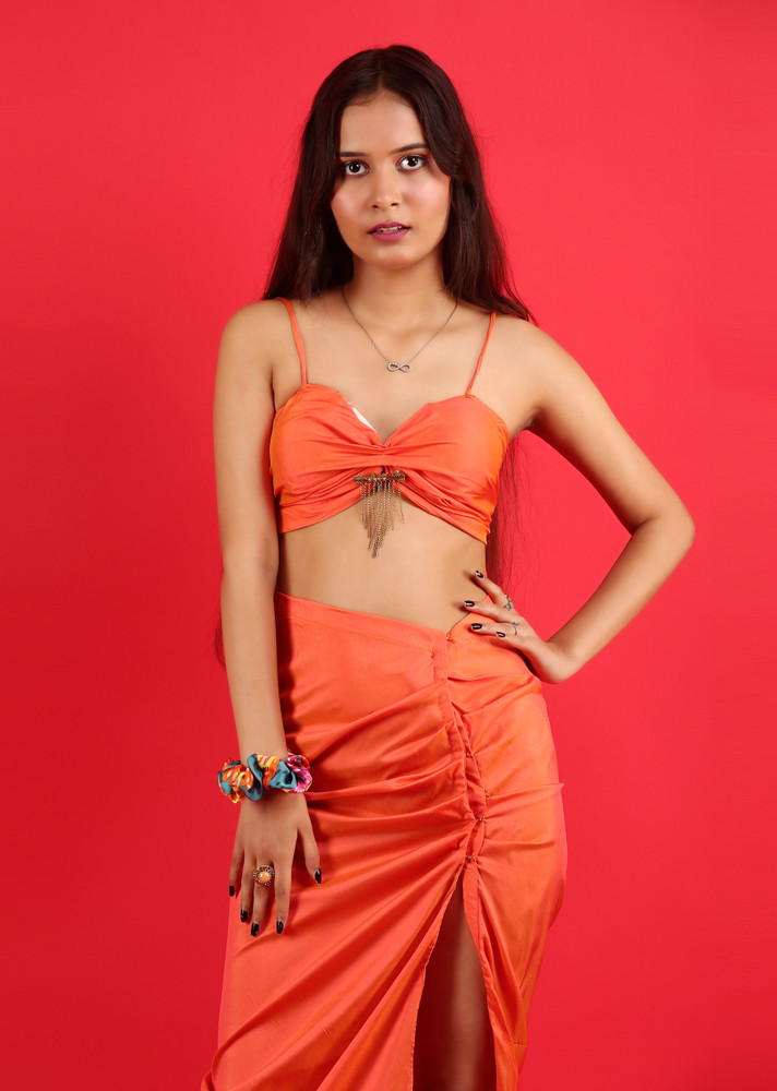 Orange two piece dress top