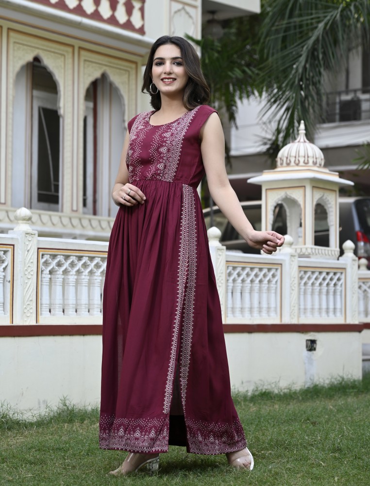 Daevish Women Maxi Dark Blue, White Dress - Buy Daevish Women Maxi Dark  Blue, White Dress Online at Best Prices in India
