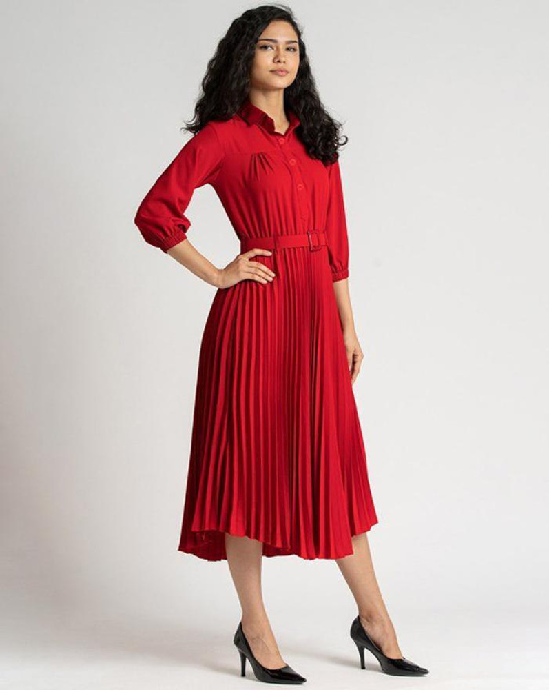 Vihancreation Women A line Red Dress Buy Vihancreation Women A
