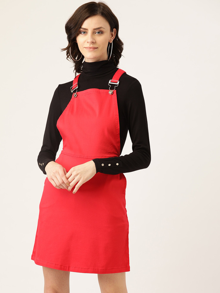 UrSense Women Pinafore Red Dress Buy UrSense Women Pinafore Red
