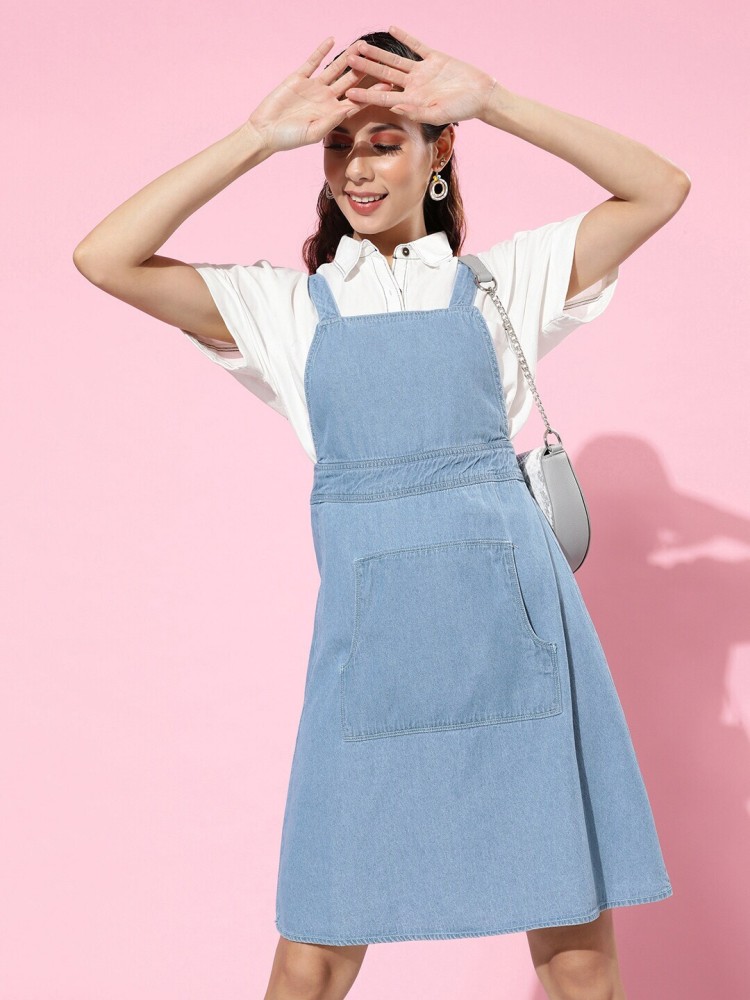 HERE NOW Women Pinafore Light Blue White Dress Buy HERE NOW Women Pinafore Light Blue White Dress Online at Best Prices in India Flipkart