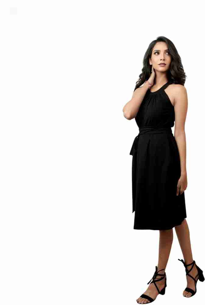 TUMMY Women Pleated Black Dress - Buy TUMMY Women Pleated Black Dress  Online at Best Prices in India