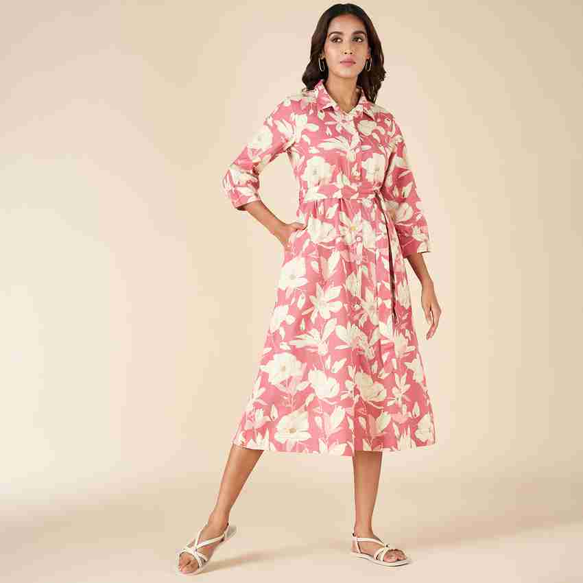Akkriti by Pantaloons Women A line Pink White Dress Buy Akkriti by Pantaloons Women A line Pink White Dress Online at Best Prices in India Flipkart