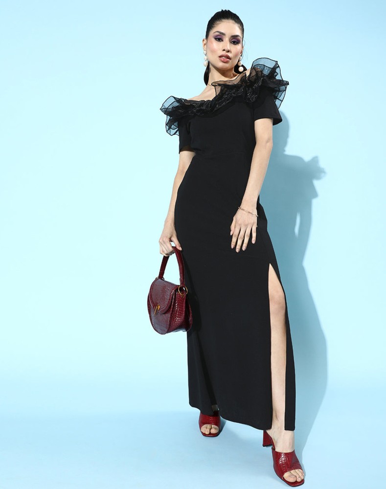 Black maxi dress flipkart best sale