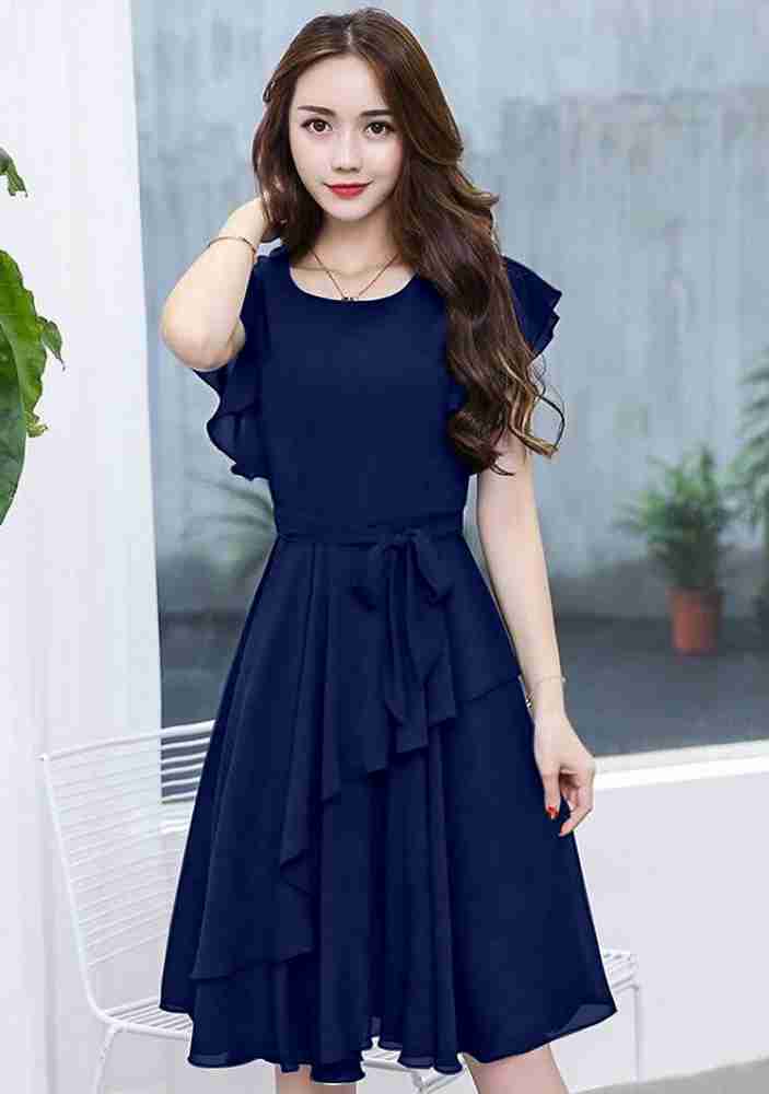 Dark blue dresses for women top