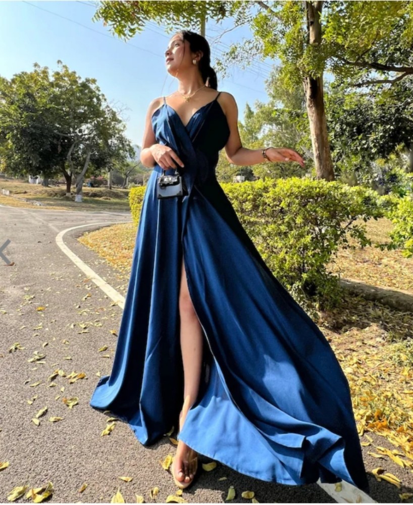 ishaanvi fashion Women Maxi Dark Blue Dress Buy ishaanvi fashion Women Maxi Dark Blue Dress Online at Best Prices in India Flipkart