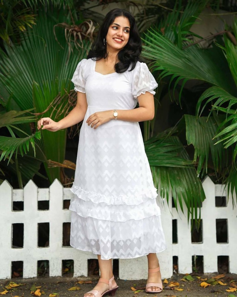 mixcard Women Ethnic Dress White Dress - Buy mixcard Women Ethnic Dress  White Dress Online at Best Prices in India