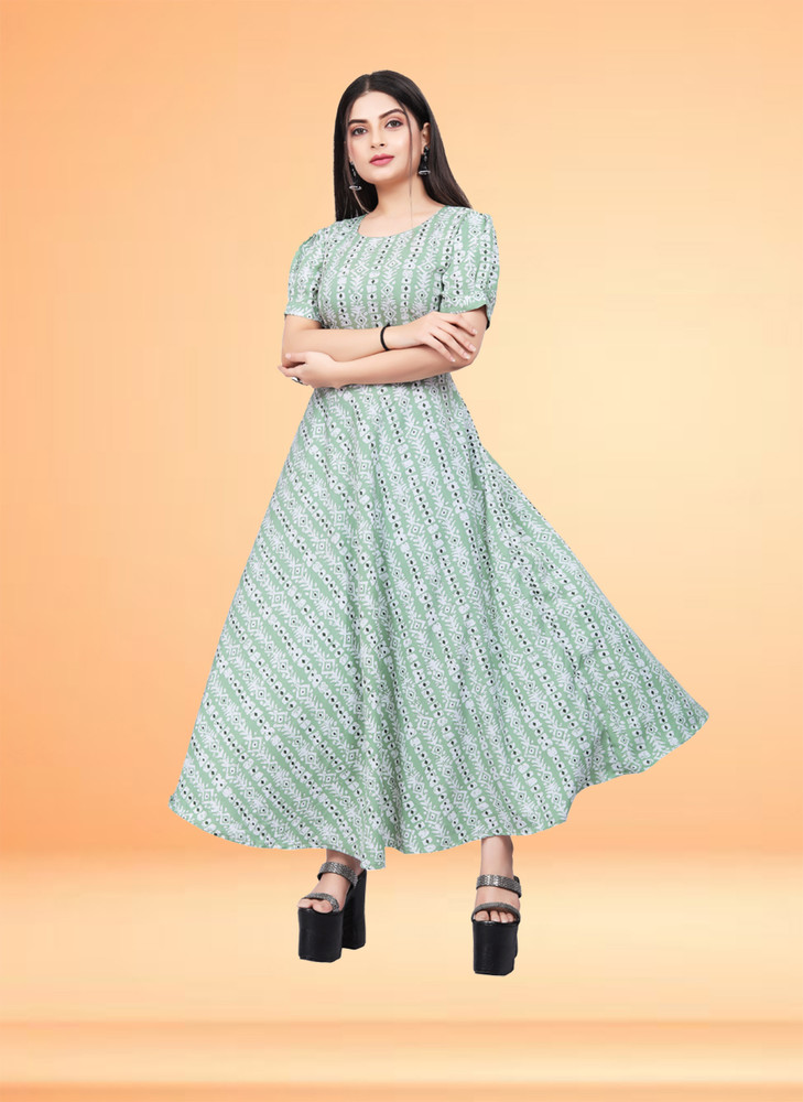 DHYANVI FASHION Women Gown Light Green Dress Buy DHYANVI FASHION