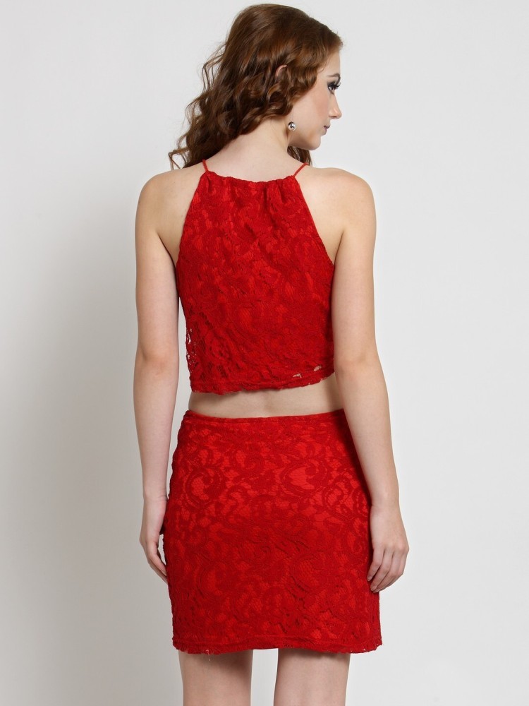 Two piece red dress cheap set