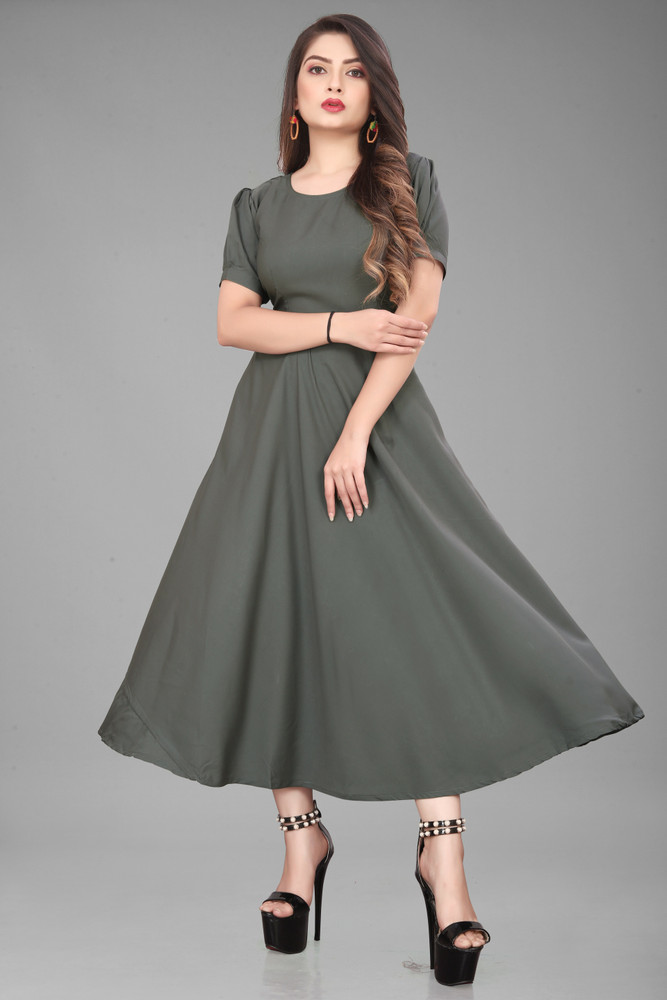 Grey colour frock design discount