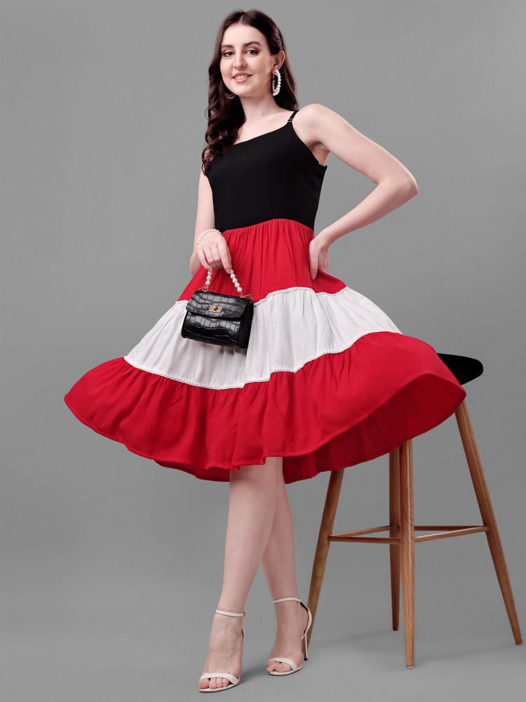 Black and red shop frock