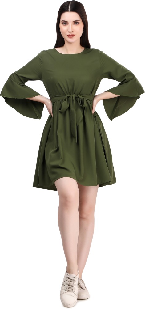 Army green color top dress