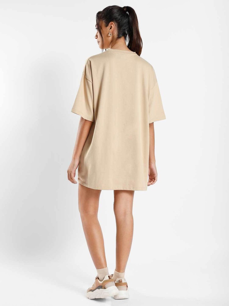 NOBERO Women T Shirt Beige Dress - Buy NOBERO Women T Shirt Beige Dress  Online at Best Prices in India