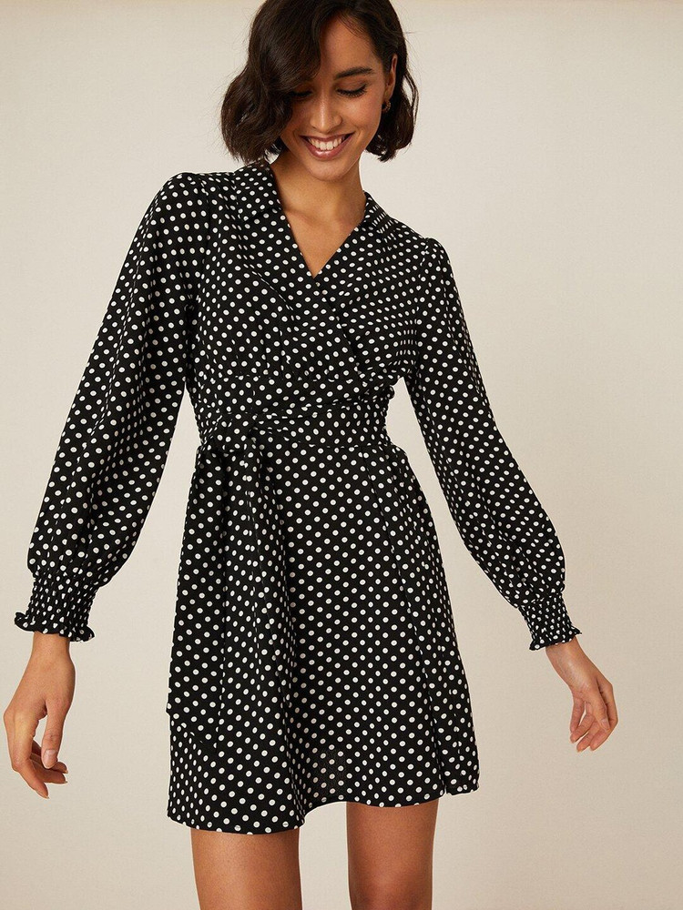Dorothy perkins black wrap dress top