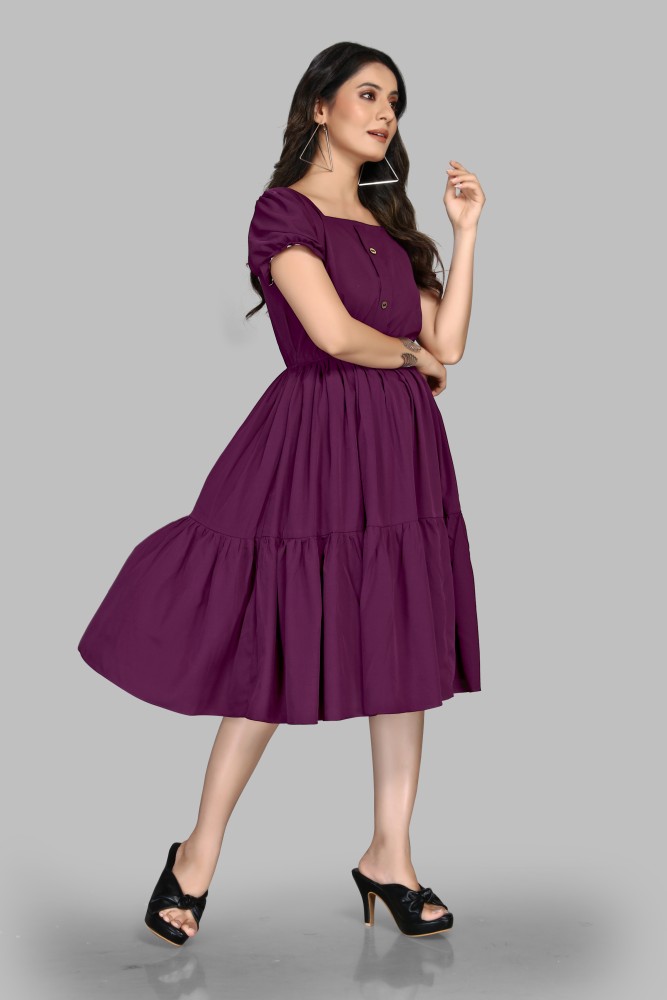 Purple colour one deals piece dress