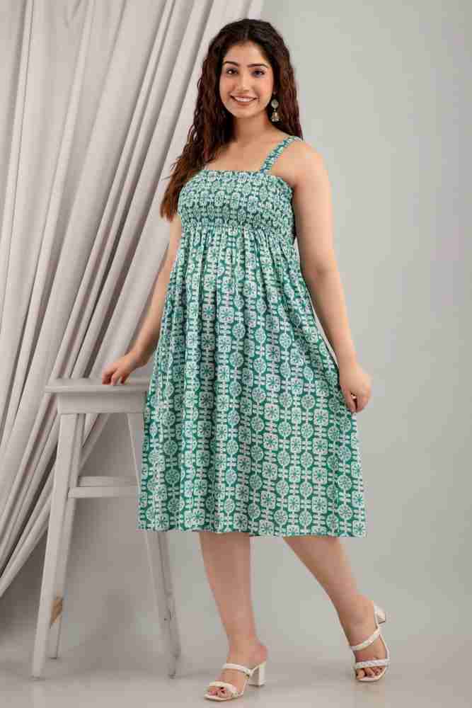 COTTON MULMUL STORE Women Ethnic Dress Green Dress Buy COTTON