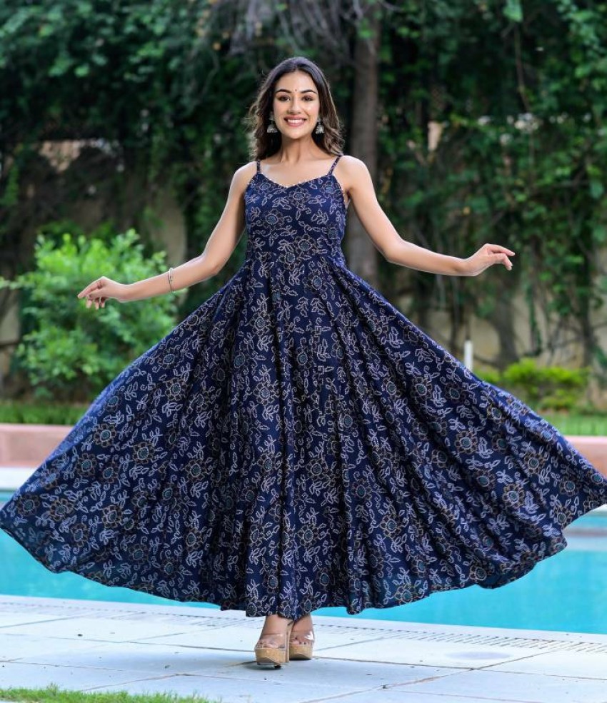 wonderstar Women Gown Blue Dress - Buy wonderstar Women Gown Blue Dress  Online at Best Prices in India | Flipkart.com