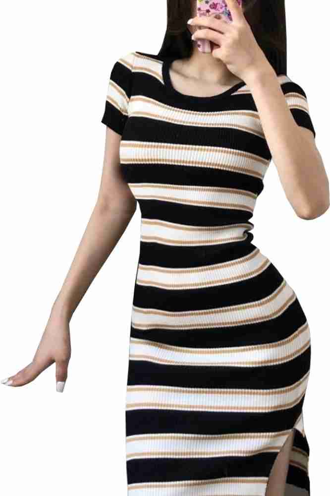 HSR Women Layered Black, White, Beige Dress - Buy HSR Women Layered Black,  White, Beige Dress Online at Best Prices in India